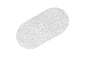 WELTRXE Non Slip Bath Mats for Inside Bath, 69 x 36 cm Clear Pebble Bath Mat Non Slip Anti Mould, Anti Slip Shower Mat, Flexible Oval PVC Bathtub Mat with Suction Cups & Drain Holes, Machine Washable