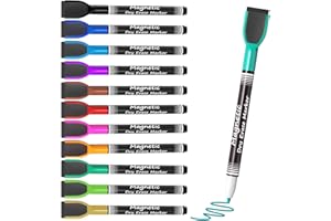 ‎KTRIO KTRIO Whiteboard Stifte Magnetische Trocken Whiteboard Stifte Abwischbar Whiteboard Marker mit Schwamm, Magnetisch Haftend, Radierbarer Whiteboard-Marker für Büro und Schule (12 Farben, 12 Stück)