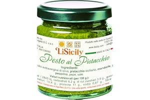 LISICILY DOLCI PER PASSIONE LiSicily - PESTO DI PISTACCHIO 200 Gr - PRODOTTO ARTIGIANALE - Pesto Fresco, Fatto in Casa - Un Mix Perfetto di Pistacchio, Mandorle, Patate e Pecorino, per Piatti Unici ed Eccellenti
