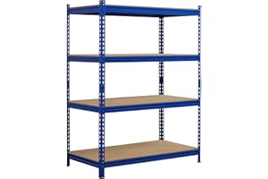 Yaheetech Garage Storage Shelves 4-Tire Heavy Duty Shelving Units for Workshop/Home,320kg Per Shelf,112 x 60 x 150cm, Blue