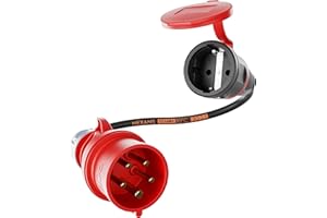 Adaptateur NWP - 16 A - 400 V - Courant fort vers prise Schuko 230 V - IP44-3 x 2,5 mm² - Câble en caoutchouc