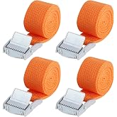 4 adet turuncu polyester gergi kayışı, kısa, germe kayışı, 1 m x 2,5 cm, &ccedil;inko alaşım klipsli, ayarlanabilir bağlama kayışı, 