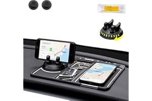 DOEPEBAE Tappetino per Telefono Antiscivolo per Auto 4 in 1, Tappetino Antiscivolo per Cruscotto Auto, Tappetino Antiscivolo Cellulare con Supporto per Telefono e Numero di Parcheggio (Bordo Bianco (Luminoso))