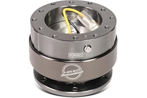 NRG Innovations NRG-SRK-200GM Adaptador de liberación rápida para volante Gen 2.0 de 6 agujeros con pernos de montaje, cuerpo gris metálico/anillo de titanio cromado