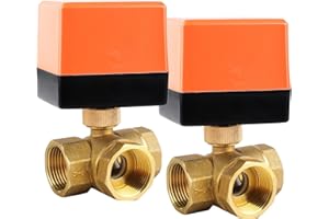 SWAWIS Lot de 2 valves de zone à boisseau sphérique à 3 voies DN20 G3/4" AC 230 V Valve électrique en laiton Arrêt de commutation Vanne sphérique Vanne à trois voies pour contrôle de flux