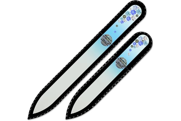 Mont Bleu lime à ongle en verre ornées à la main de cristaux de Swarovski®, lot de 2 - Véritable verre trempé tchèque - lime à ongles fait main en cristal