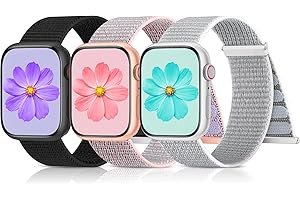 AMSKY 3 nylonowe, sportowe, kompatybilne z Apple Watch 40 mm, 44 mm, 41 mm, 42 mm, 45 mm, 38 mm, 49 mm, dla kobiet i mężczyzn, regulowane paski na rzepy do iWatch Series Se Ultra 8, 7, 6, 5, 4, 3, 2,