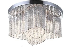 ‎LEWIMA LED Deckenlampe Kristall, Wohnzimmer Chrom Deckenleuchte Sansa, Ø35cm Lüster Decken Beleuchtung