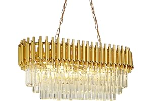 SEENVLOG Modern Led Crystal Pendant Light Golden Crystal Chandelier Lights 3-Tier Raindrop Chandelier Light Fixture Flush Mount Ceiling Light for Dining Room Living Room Table Foyer,80cm*30cm E14x8
