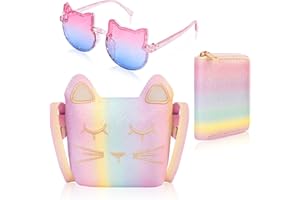 Hifot Unicornios Bolso Bandolera para Niña, Bolsa Pequeña de Hombro Gatos Gafas de Sol, Mini Bolsos de la Princesa para Mujeres Niñas