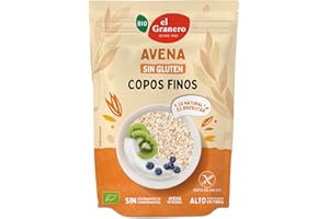 El Granero Integral - Copos Suaves de Avena Integral Ecológica - 500 g - Sin Azúcar Añadido y Sin Gluten - Aptos para Veganos - Alto Contenido en Fibra y Proteínas - Aporta una Dosis Extra de Energía