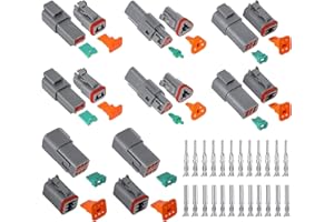 HUAZIZ 8 Sets Impermeabile Auto Connettore Elettrico DT/2/3/4/6 Pin Way Terminale Filo Connettore Spina Sigillato Grigio Maschio e Femmina Auto Impermeabile Filo Elettrico Connettore Spina