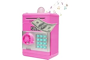 Joollurm Money Bank for Kids,Electronic Money Boxes,Piggy Bank ATM Money Safe for Kids Ages 3-12, Cash Coin Saving Box Password Money Box for Boys Girls, Best Gift For Birthday Children's Day (Pink)