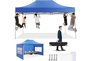 TOOLUCK 3x4.5M Pop Up Gazebo Commercial Heavy Duty Canopy Tent with 3 sidewalls Easy Up Wedding Party Tent Outdoor Gazebos Canopy, All Season, Windproof & Waterproof (Frame Thickened)