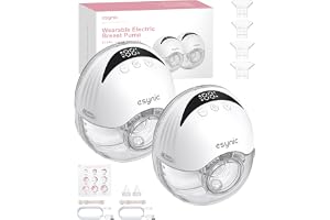 eSynic Handsfree bröstpump – bärbar, uppladdningsbar 210 ml bröstpump med 4 lägen och 12 steg, LED-skärm, 24/21/19 mm flänsar