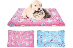 MICOOYO 2Pcs Dog Crate Bed Mattress, Fleece Pet Cushion Bed Mat, Washable Cat Cushion Pad for Small Dog Cat Puppy(Heart,61x41 cm)