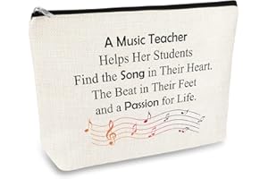 MIKELA Music Teacher Makeup Bag Gift for Women Music Teacher Appreciation Gift Music Lover Gifts Music Teacher Thank You Gift Retirement Gift Cosmetic Bag Birthday Christmas Graduation Gift for Music Teacher