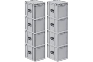 PROREGAL SuperSparSet 8x Eurobox NextGen Portable | H x W x D 33.5 x 30 x 40 cm | 30 Litres | Euro Container, Transport Box, Transport Container, Stacking Container