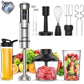 Ganiza 5 in 1 Hand Blender 1200 W, Speed Control and Turbo Function | 21 Speed Levels, with Chopper, Dough Hooks, Milk Frothe