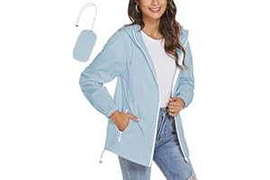 iWoo Damskie wodoodporne kurtki lekki płaszcz przeciwdeszczowy kurtka przeciwdeszczowa Packaway płaszcze przeciwdeszczowe z kapturem