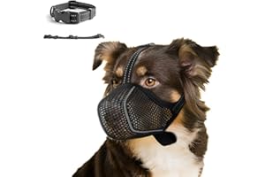 SAHCOGNITUAL Muselières pour Chiens Anti-Grignotage, Colliers pour Chiens, Muselières Respirantes Réglables pour Animaux de Compagnie,Prévenir l'ingestion Accidentelle,Convient Animaux de Moyenne Taille(M)