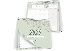‎PAPERLIONS Tischkalender 2026 Monatskalender, Kalender 2026 zum Hinstellen, Monatskalender, Schreibtischkalender, Fest- und Feiertagen und Notizfeld, für Büro oder Zuhause