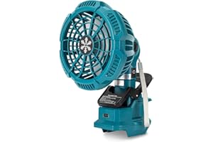 LIFETTER Camping Ventilator, Leise Clip Tischventilator für Makita 18V Batterie, 3 Geschwindigkeitsstufen, Tragbarer Clip-On-Ventilator für Kinderwagen, Schlafzimmer, Büro, Baustelle