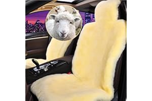 Altlue Real Genuine Sheepskin Car Seat Covers - Fluffy Authentic Sheepskin For SUV Trucks Van Motorhome Front Seats - Universal (Yellow Beige,1 Piece)