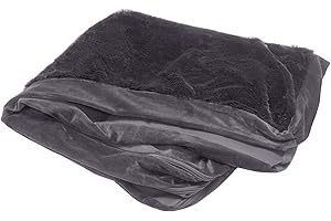 FurHaven Replacement Pet Bed Cover - L Chaise Sofa Plush Fur and Velvet Couch Washable Dog Bed Cover, Platinum Gray, Jumbo (X-Large)