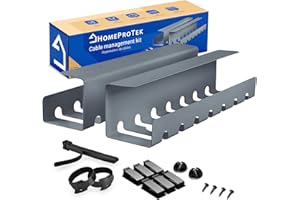 HOMEPROTEK Passe-câbles pour Une Gestion des câbles ordonnée, Set de 2 Gris - Support de câble avec Montage Facile, 43x10x10cm Organisateur pour Bureau à Domicile