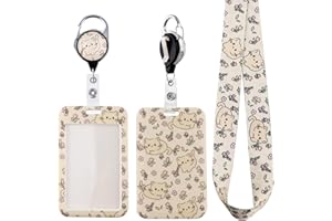 Juanooo Cute Cats ID Lanyard Card Holder & Retractable Badge Reel Clip Aesthetic Floral Keychain Lanyard for Women Girls Kids for ID Badges & Keys Preppy Lanyard for School ID