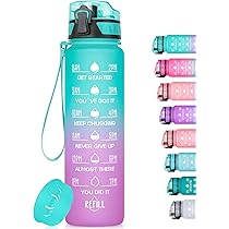 Borraccia Motivazionale 1L Per Bambini - Senza BPA, Con Indicatori Orari, Rosa/Blu - Foto 7