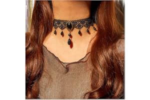 Yheakne Boho Collana girocollo in pizzo di cristallo Collana nera a goccia Collana girocollo in cristallo gotico con goccioline vintage anni '90 retrò a catena Gioielli per donne e ragazze Regali