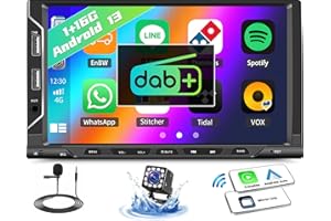 OILIEHU 1+16G Android 13 Double Din DAB+ Car Stereo with Wireless CarPlay Android Auto, 7'' Touchscreen Car Radio with Mirror Link Bluetooth FM RDS DAB+ Radio,WiFi, GPS, SWC, EQ, 6 USB Ports, Backup Camera