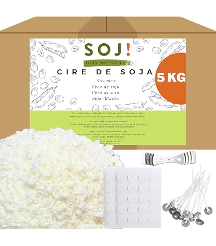 Waxcanpi Sojawas voor kaarsen, 10kg, premium kaarswas voor gieten, 100% natuurlijke ecologische sojawas voor kaarsen