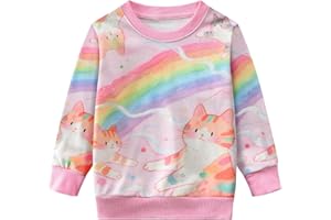 DHASIUE Girl Sweatshirt Jumper Rainbow Cat Shirt Tops Christmas Xmas Kid Crewneck Long Sleeve Pullover 4-11 Years