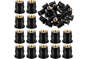 Glarks 20pcs M6 Black Rubber Well Nuts Set: Expansion Brass Nuts for Canoe, Boat, Kayak