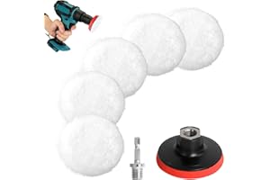 AiQInu 7 Pezzi Kit Lucidatura Auto,80 mm Tamponi Per Lucidatura,Tamponi Lucidatura Auto, Kit Lucidatura Auto Per Lucidatura E Ceratura Di Auto, Con Adattatore Per Trapano M14