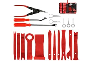 Opaltool 19 Pezzi Strumento di Rimozione Auto, Kit Utensile di Smontaggio per Rimozione Ricambio Riparazione Auto con Custodia per Auto Porta Pannello, Radio, Cruscotto Auto