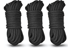 PROSIXTOY 3er-Pack 30m Tragbar Weiche Baumwollseil Wäscheleinen Kit-8mm Knoten Übungsset Deko Seil Allzweckseil-Knoten Übungsset für Heimwerken,Reise Camping Wäscheleine,Zeltschnur Outdoor Equipment (schwarz)
