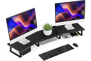 ‎AOTHIA Aothia Large Monitor Stand, 2 or 3 Monitor Stand, Screen Riser with Adjustable Length and Angle, Desktop Organiser Screen Stand for Computer, Laptop, Printer, TV (Black)