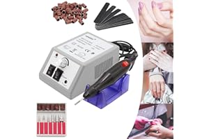 Tubiaz Elektryczna frezarka do paznokci, 20 000 obr./min, zestaw do manicure, regulowana prędkość, manicure, pedicure, 6 bitów i tulejek szlifierskich, do studia paznokci i manicure, szara