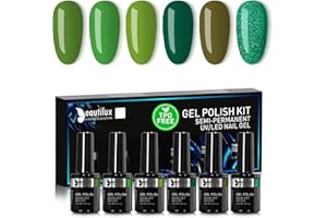 Beautilux HEMA-FREE Vernis Semi Permanent Vert, 6 Couleurs 10ml Sans-TPO Vernis Semi-permanent, Vernis à Ongles Gel UV Gel Soak Off Manucure Nail Art Kit (YT-05)
