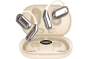 EUQQ Bone Conduction Headphones - Comfort Open Ear Wireless Earbuds with Ergonomic Earhooks, Secure Fit Earphones for Running, Sport Gym Ear Buds, IPX7 Resistant, Fast Charging, Bluetooth 5.4, Khaki