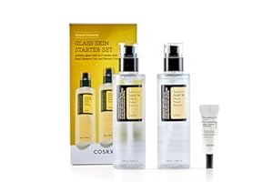 COSRX Glass Skin Starter Set Advanced Snail 96 Mucin Power Essence (3.38 fl.oz*2) & Retinol 0.1 Cream Mini (0.1 oz), Daily Hydrating & Firming Skincare Kit for Beginners, Gift Set, Korean Skincare