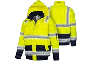 Safetytex Warnschutz Pilotenjacke - Arbeitsjacke - wasserdicht, winddicht, reflektierend - HI VIZ Thermo Jacke - Warnschutzjacke in verschiedenen Farben und Größen