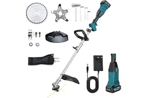 CIRCLIO Desbrozadora Electrica Bateria, 21V 1680W/18800rpm Cortabordes Batería Brushless, Grass Trimmer con 2 Cuchillas, Diámetro de Corte 30 cm