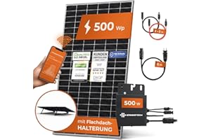 Solarway® - Impianto fotovoltaico da balcone espandibile da 500 W con presa di corrente, inverter di ultima generazione da 500 watt, moduli solari da 500 W, Envertech e accessori