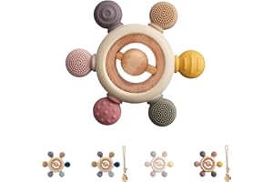 Bosmik Massaggia Gengive Neonati - Giochi Dentizione Neonato 0-3 3-6 6-9 mesi - Neonato Accessori Utili - Giochi Montessori 0-3 6 9 Mesi - Anello per la Dentizione Senza BPA - Regalo