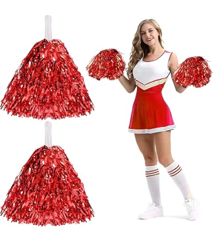 3 Pompon Cheerleader Meanju Con Fascia Capelli - Rosa, Per Feste E Sport